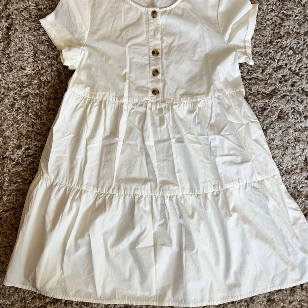 Madewell White Tiered Sundress with Flutter Sleeves
